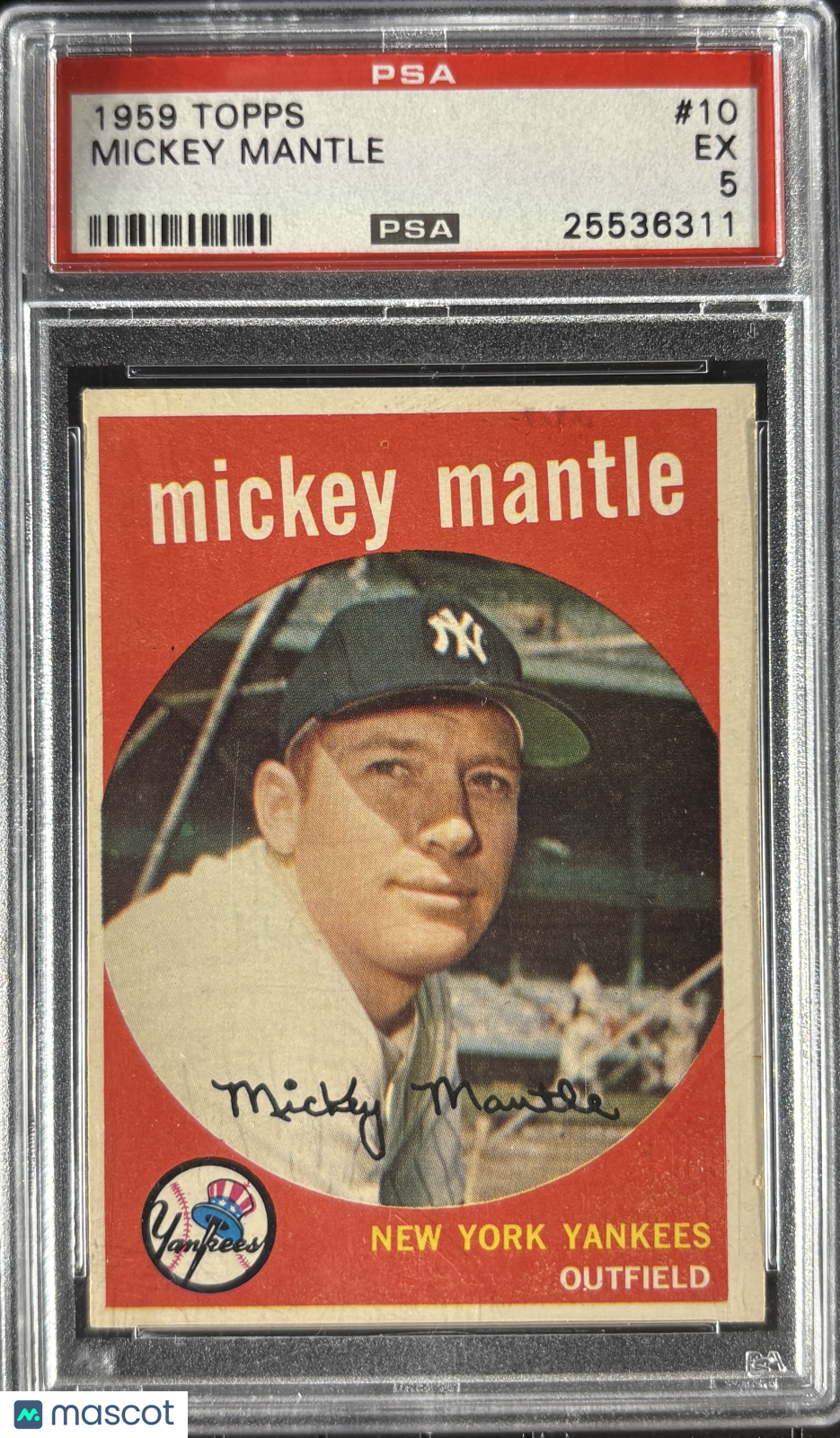 1959 Topps #10 Mickey Mantle PSA 5 EX Nice Color