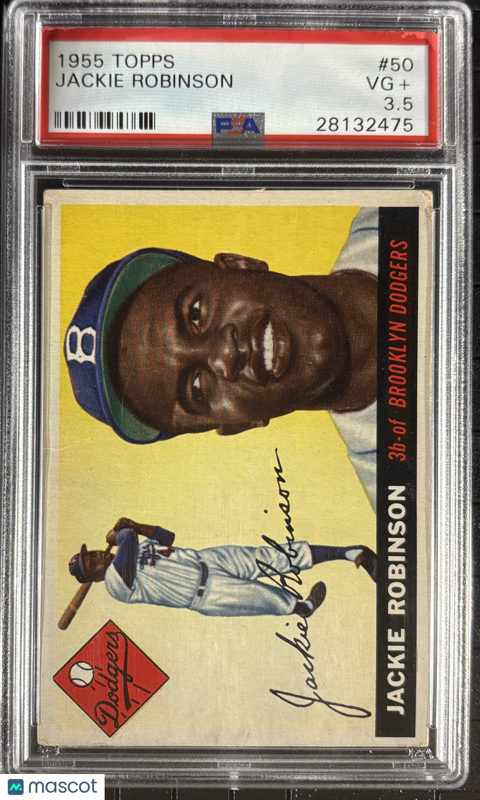 1955 Topps #50 Jackie Robinson PSA 3.5 VG+ New Label