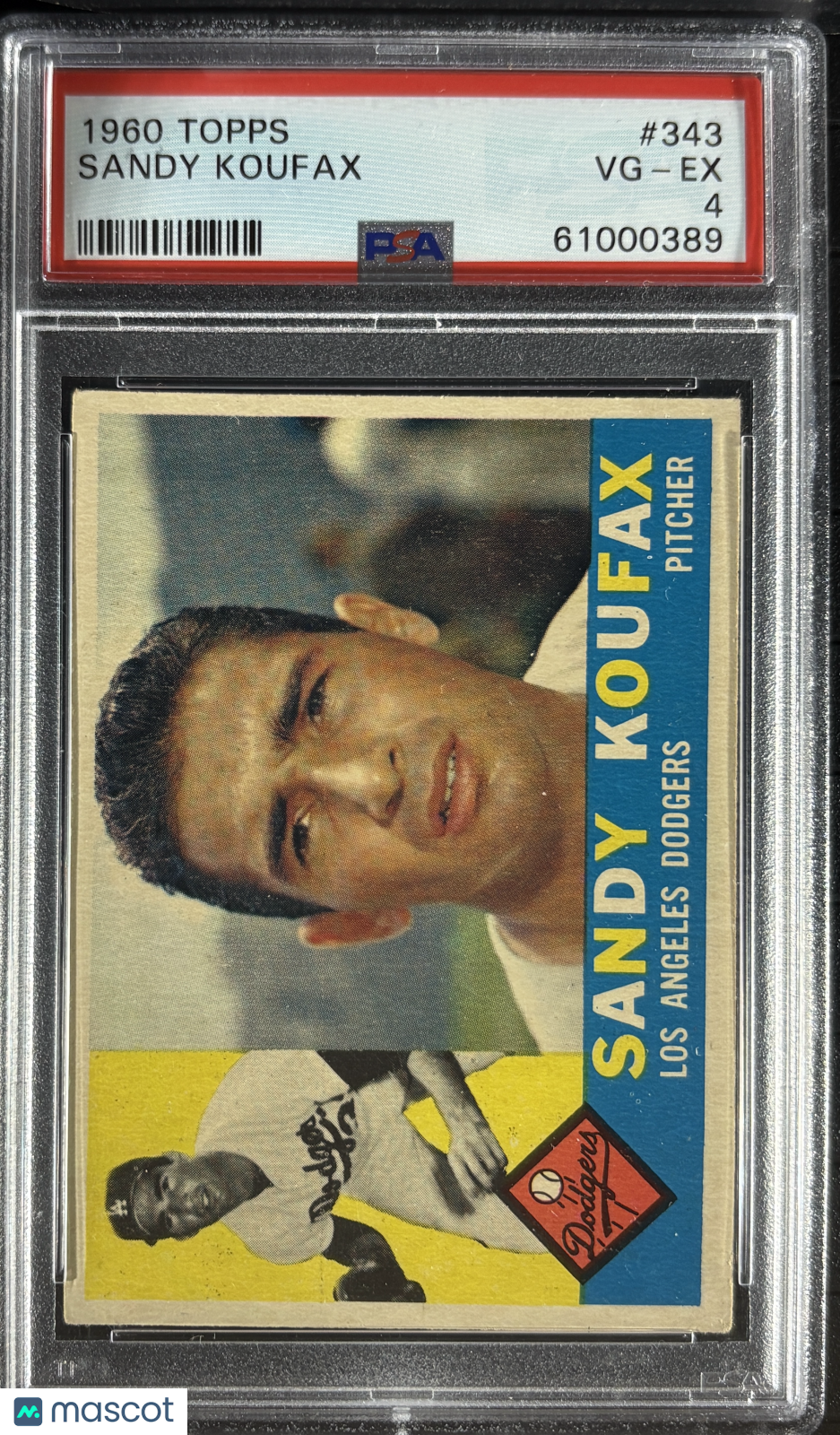 1960 Topps #343 Sandy Koufax PSA 4 VG-EX New Label