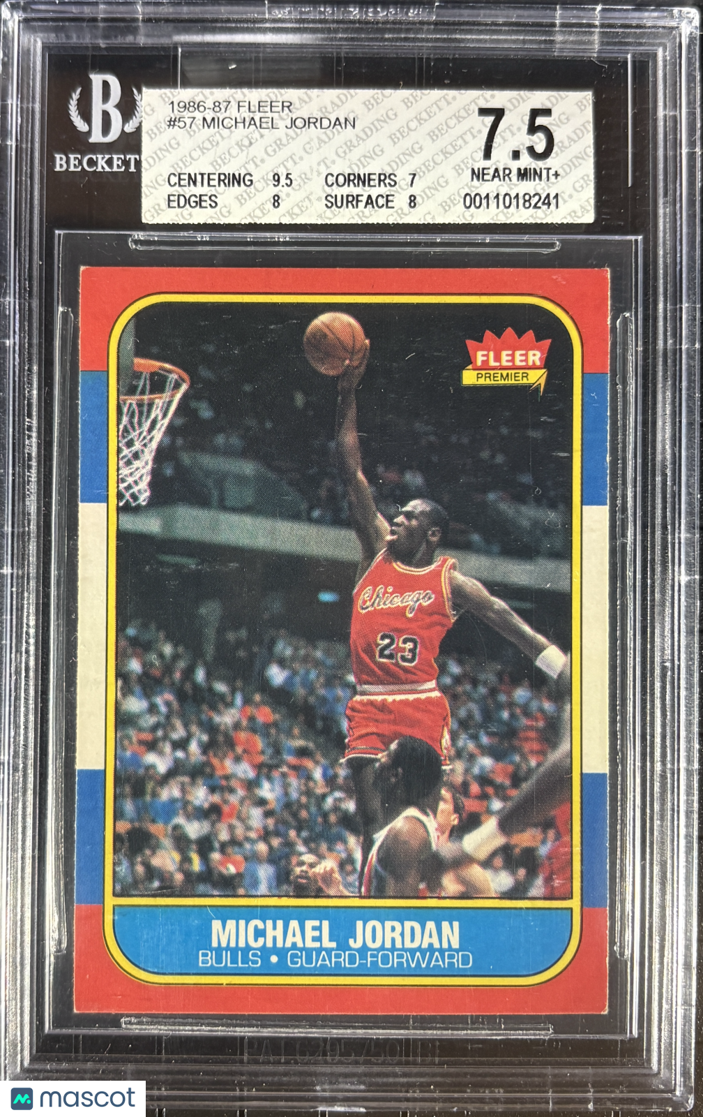 1986 Fleer #57 Michael Jordan RC Rookie BGS 7.5 NM+ w/ 9.5 Centering