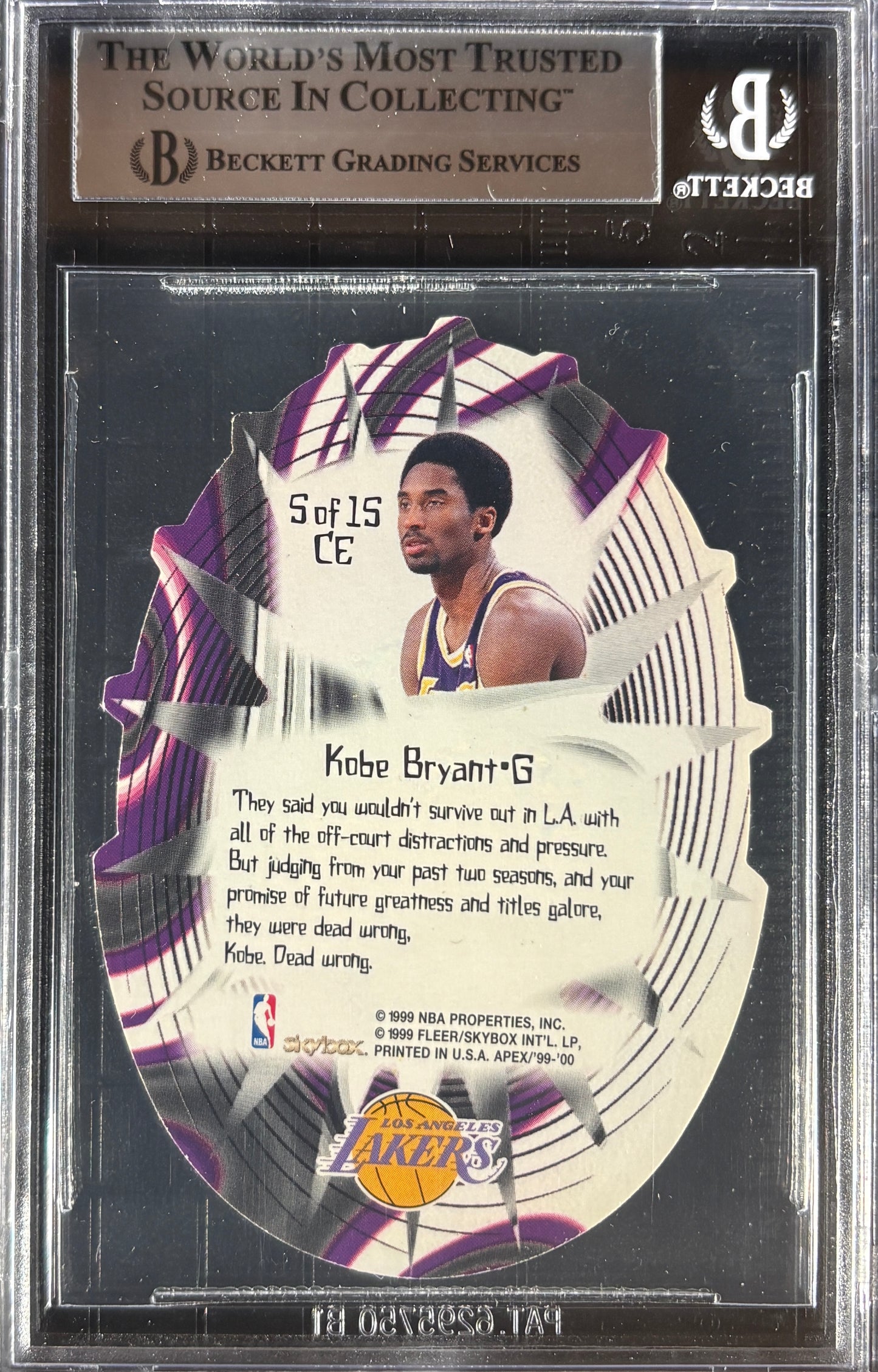 1999 SkyBox APEX Cutting Edge #5 Kobe Bryant BGS 9 MINT