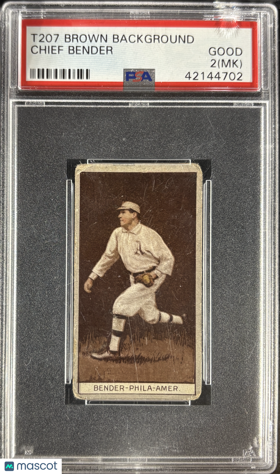 1912 T207 Brown Background Chief Bender PSA 2 mk