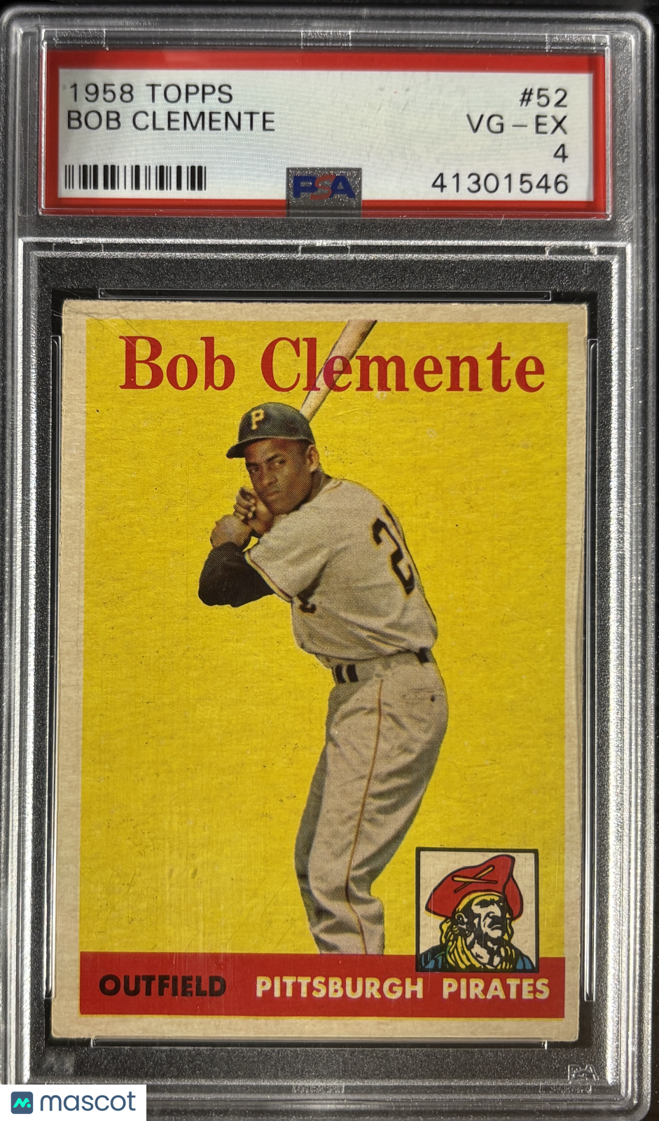 1958 Topps #52 Bob Roberto Clemente PSA 4 VG-EX New Label