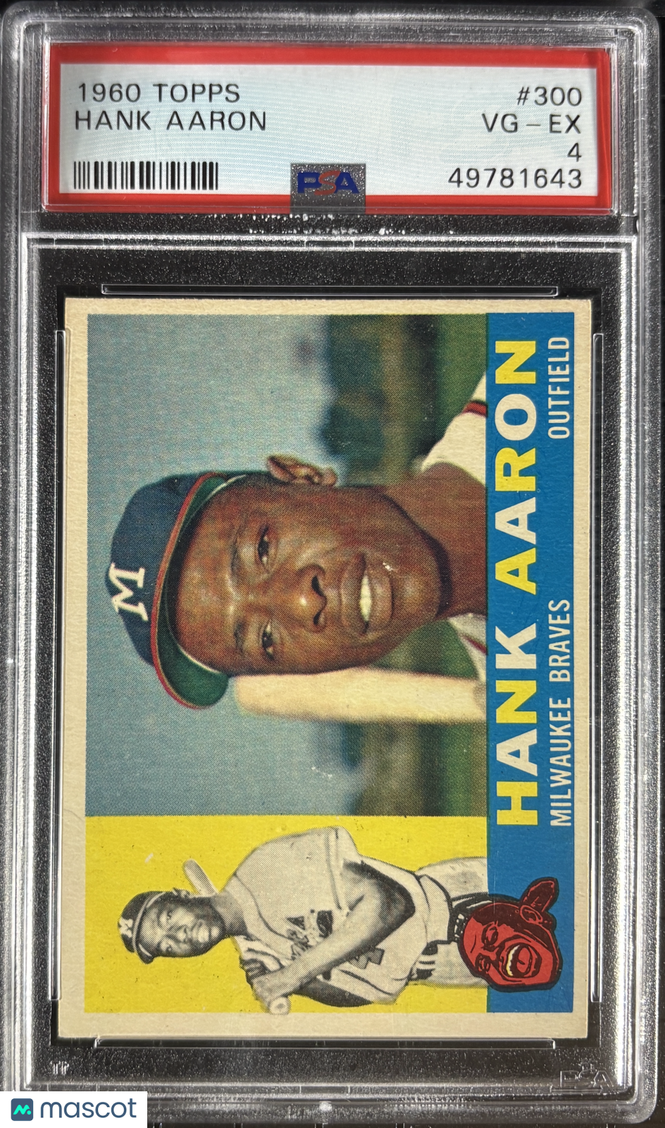 1960 Topps #300 Hank Aaron PSA 4 VG-EX New Label