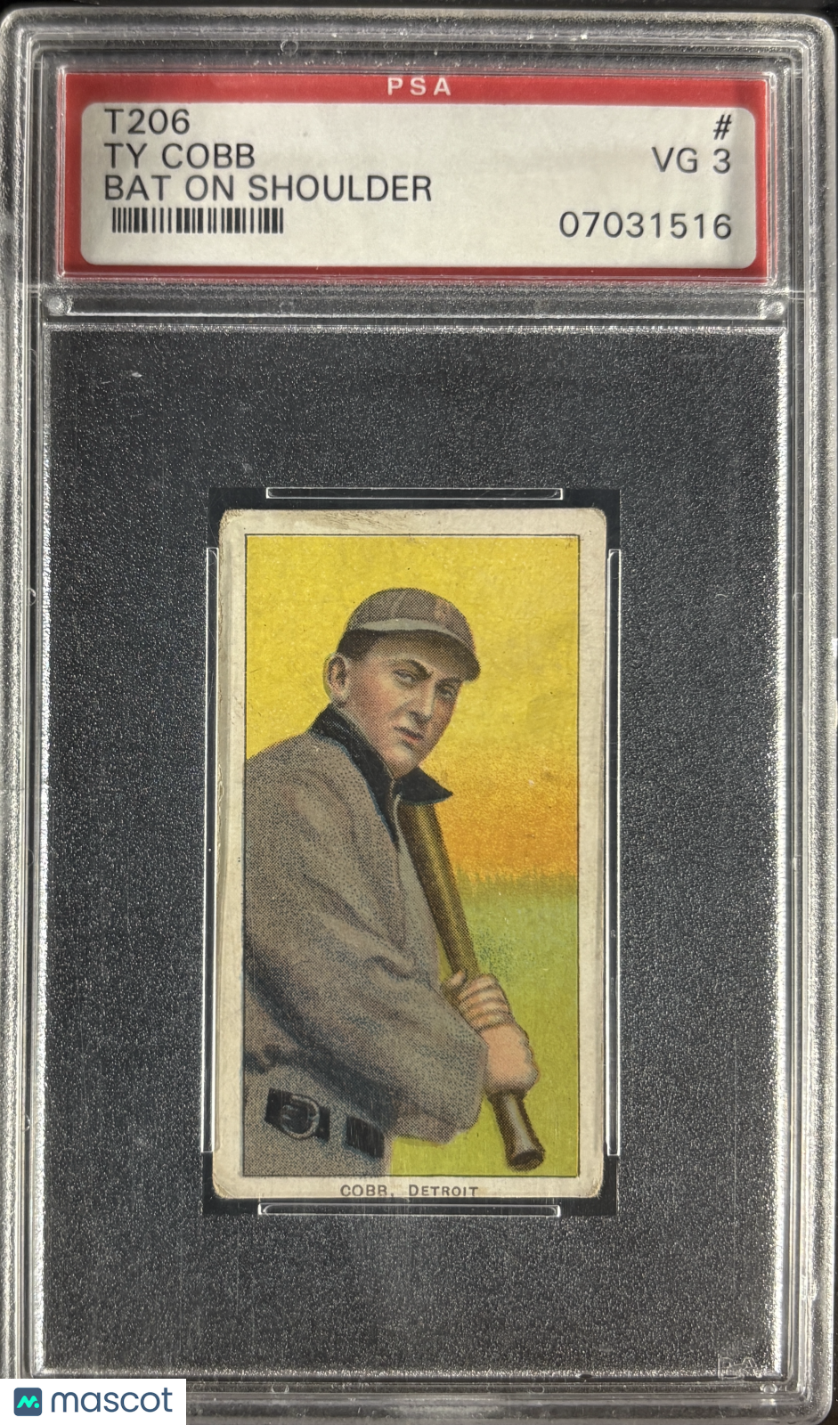 1909-11 T206 Piedmont 350/25 Ty Cobb Bat On Shoulder PSA 3 VG Nice Color