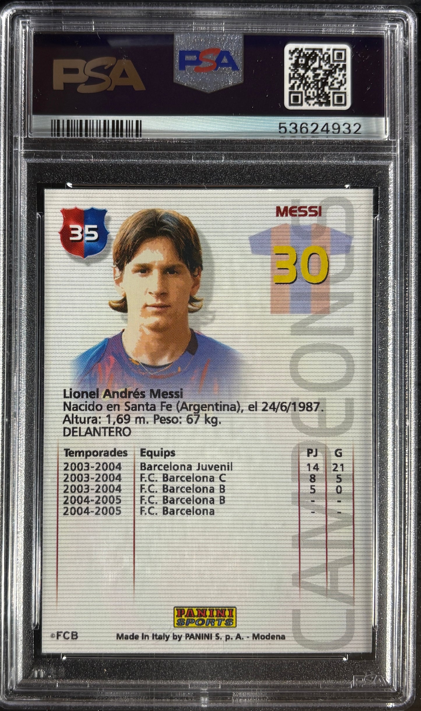 2004-05 Panini Sports Mega Cracks #35 Lionel Messi RC Rookie Campeon PSA 9 MINT
