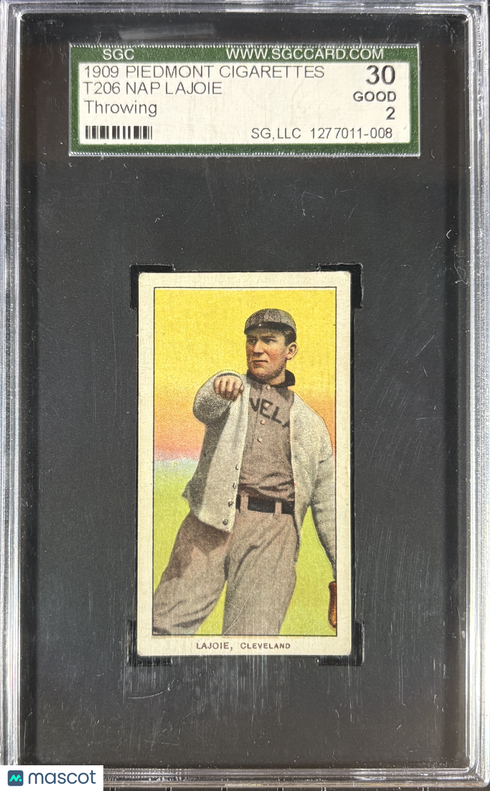 1909 T206 Piedmont 150/25 Napoleon Nap Lajoie Throwing SGC 2 STUNNING Eye Appeal
