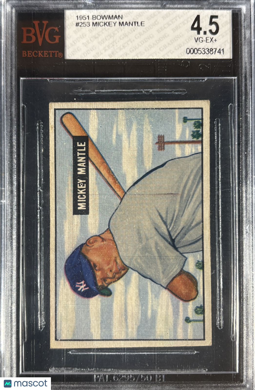 1951 Bowman #253 Mickey Mantle RC Rookie BVG 4.5 VG-EX Well Centered