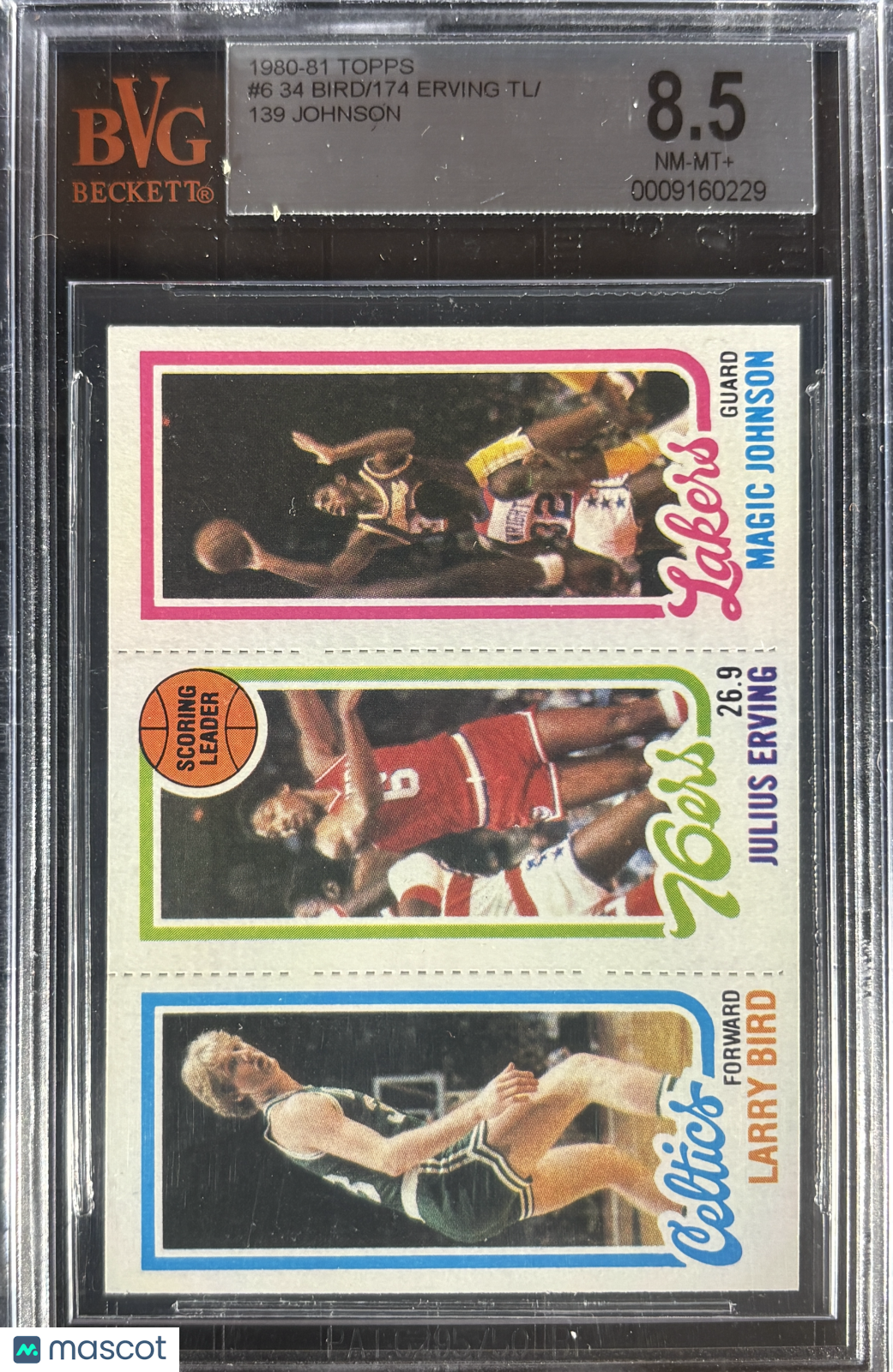 1980 Topps #6 Erving Larry Bird Magic Jonson RC Rookie BVG 8.5 NM-MT High Grade