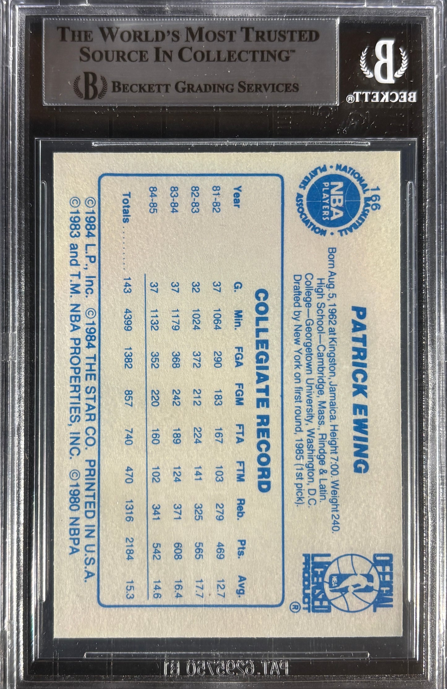 1985 Star #166 Patrick Ewing XRC Rookie BGS 9 MINT