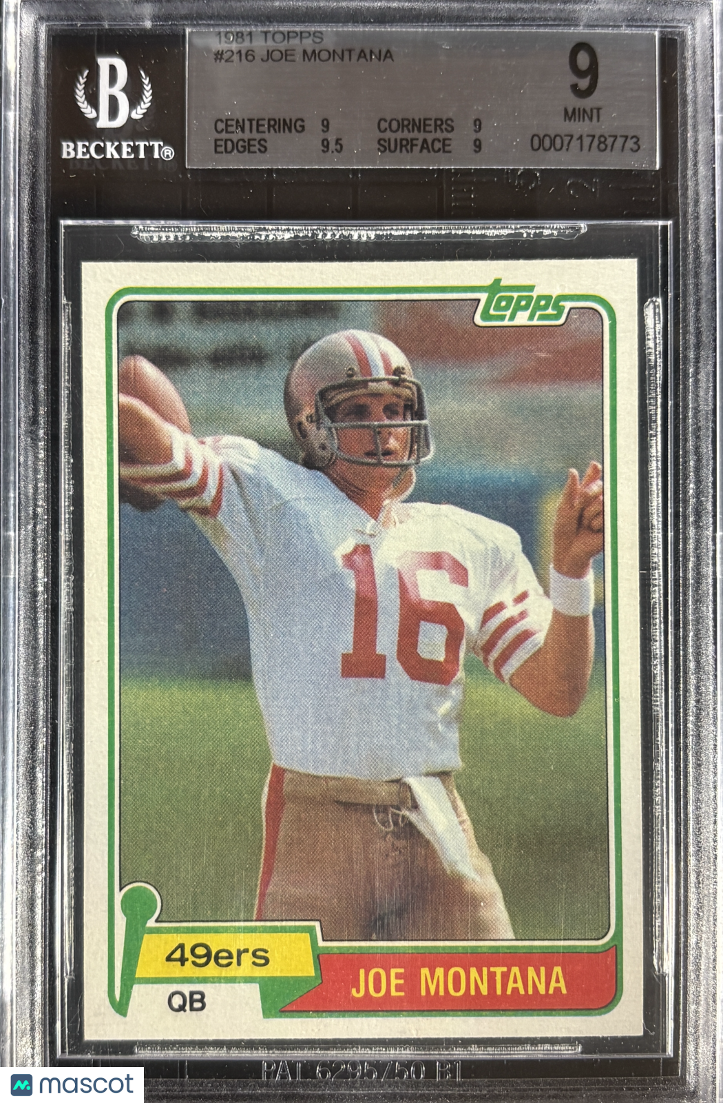 1981 Topps #216 Joe Montana RC Rookie BGS 9 MINT Well Centered