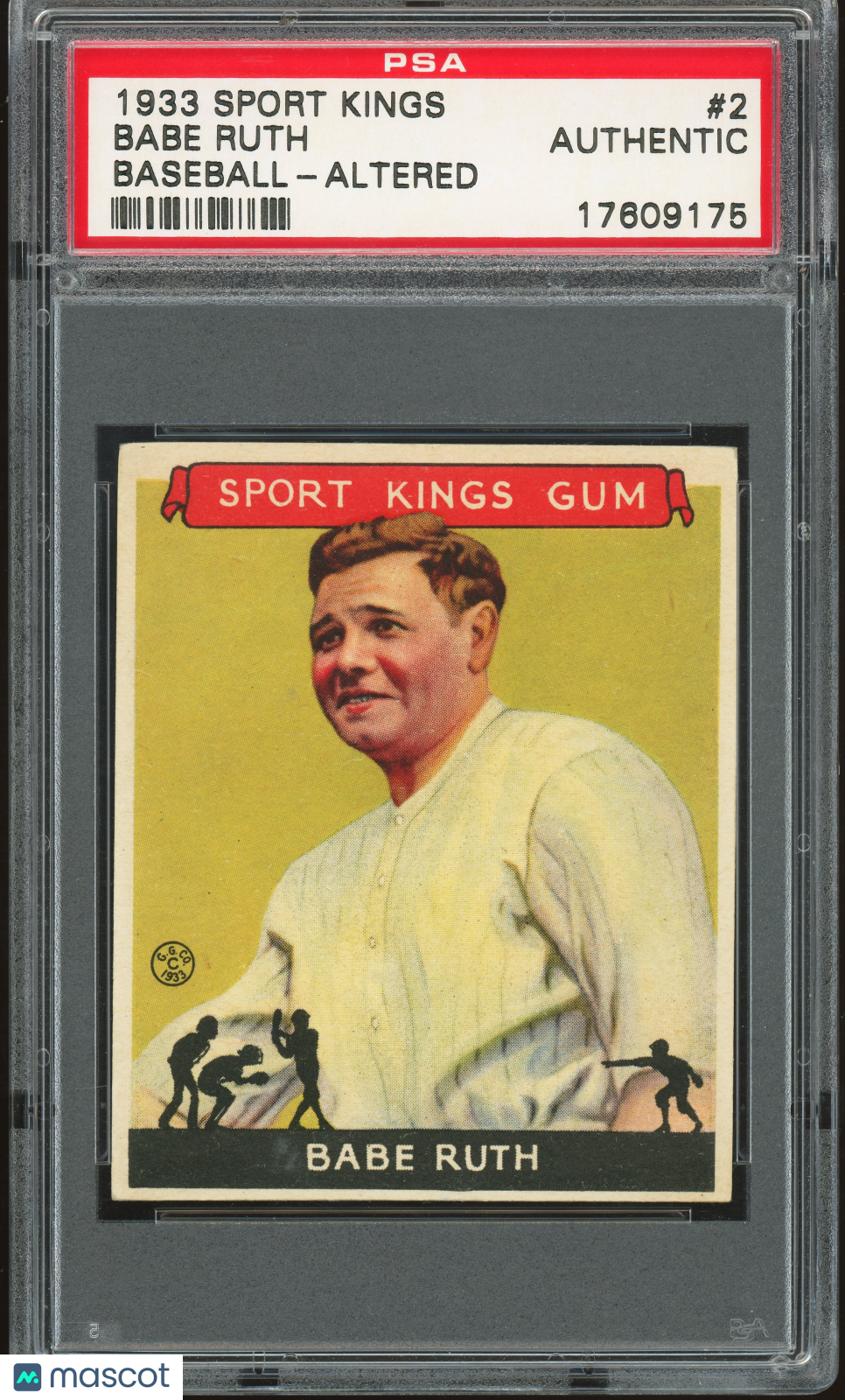 1933 Sport Kings #2 Babe Ruth PSA Authentic CREASE FREE + Sharp