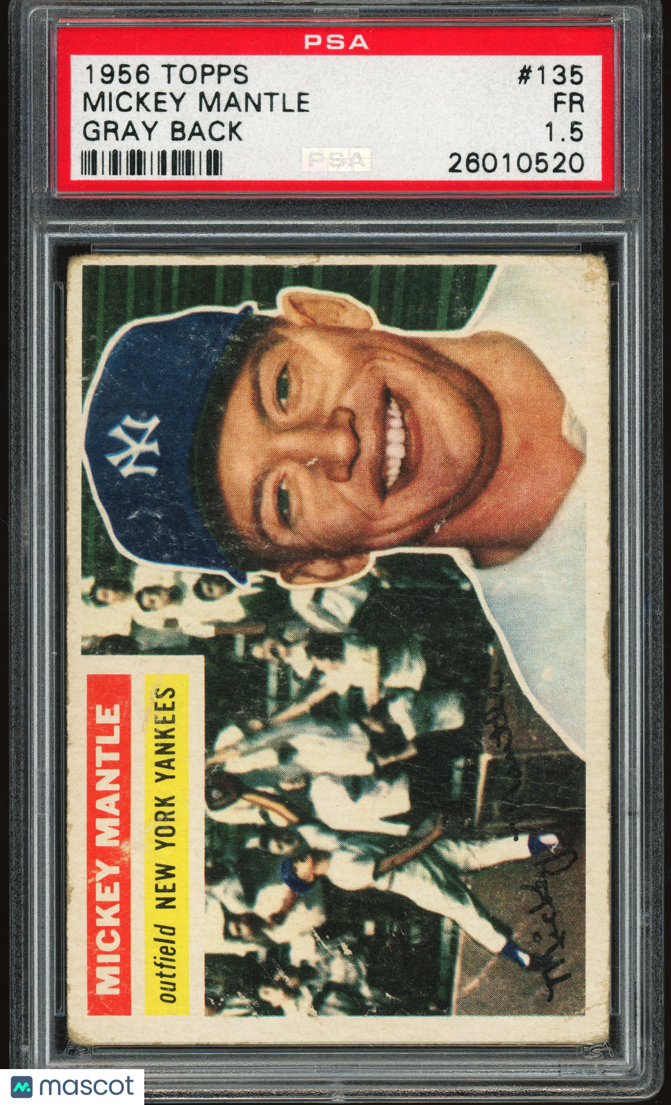 1956 Topps #135 Mickey Mantle Gray Back PSA 1.5