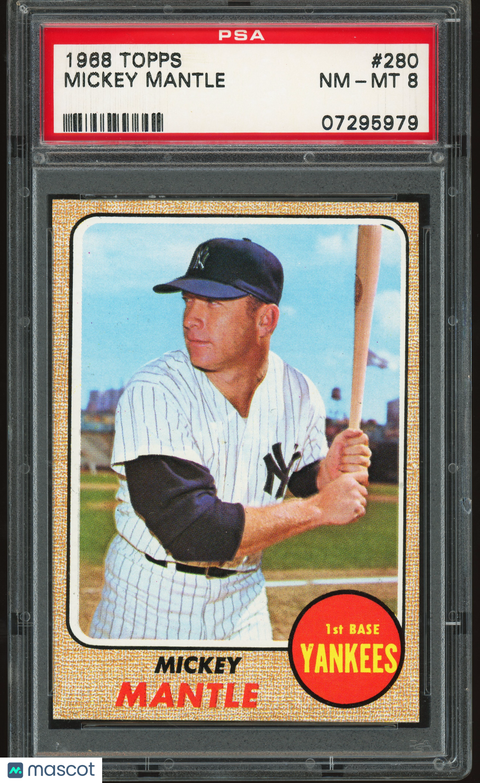 1968 Topps #280 Mickey Mantle PSA 8 NM-MT High Grade