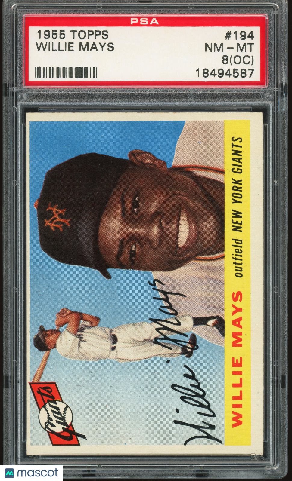 1955 Topps #194 Willie Mays PSA 8 oc Nice Color