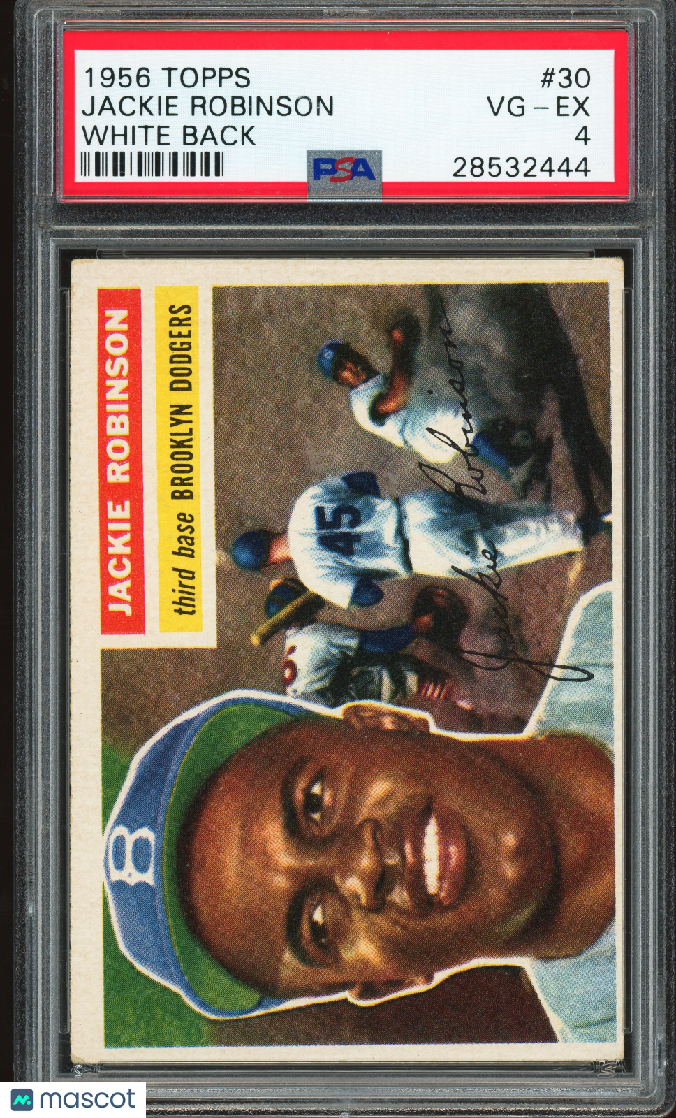 1956 Topps #30 Jackie Robinson White Back PSA 4 VG-EX Nice Color New Label