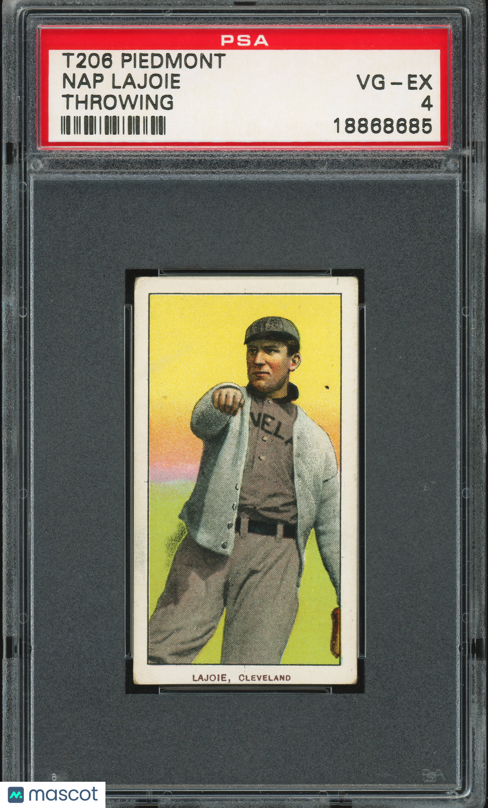1909-11 T206 Piedmont 150/25 Napoleon Nap Lajoie Throwing PSA 4 VG-EX Nice Color