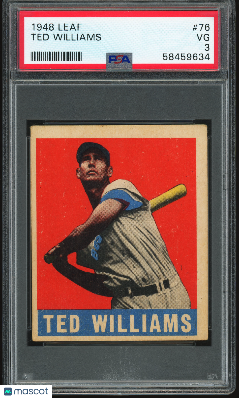 1948 Leaf #76 Ted Williams PSA 3 VG Nice Color New Label