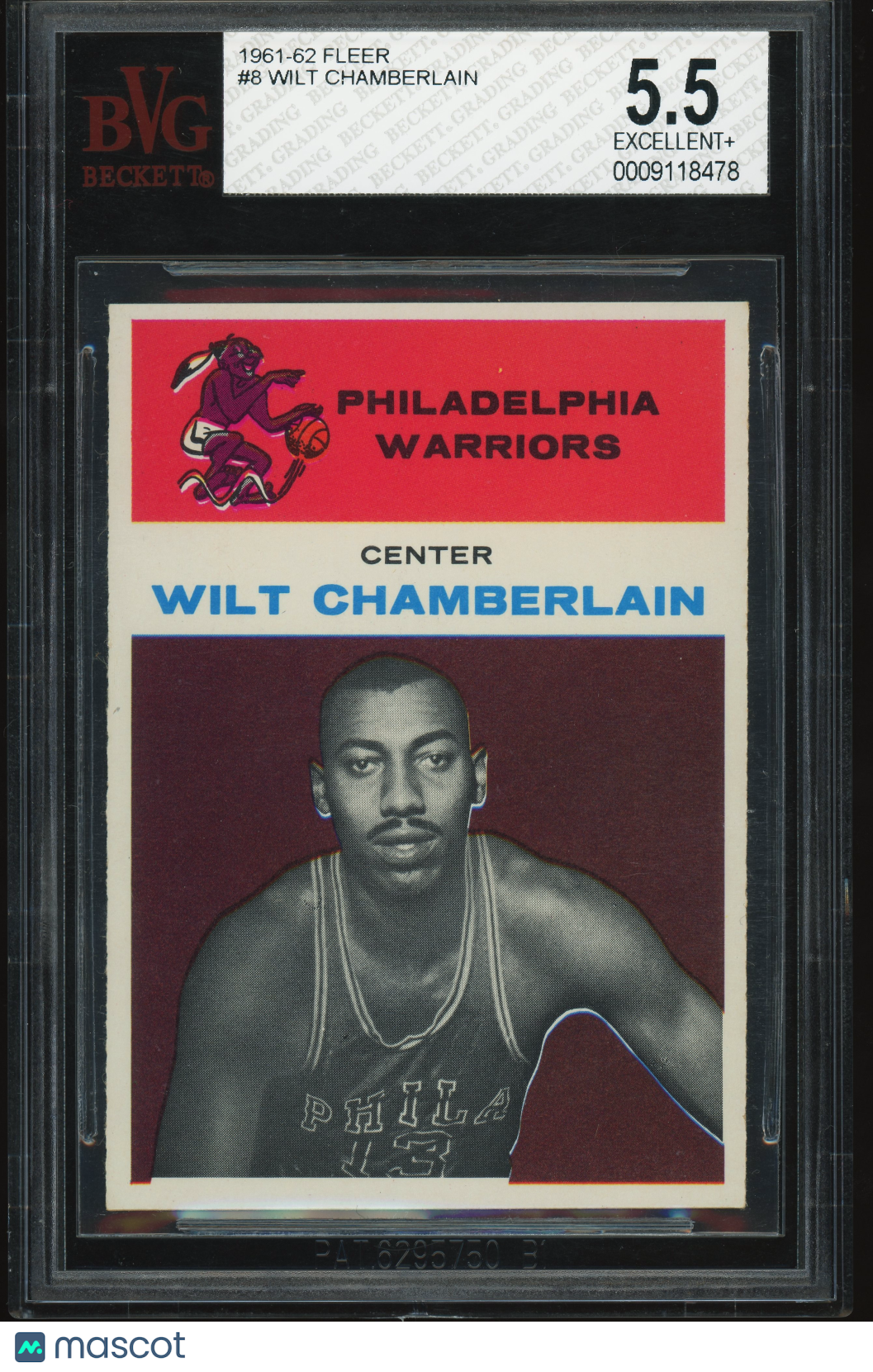 1961 Fleer #8 Wilt Chamberlain RC Rookie BVG 5.5 EX+ STUNNING EYE APPEAL
