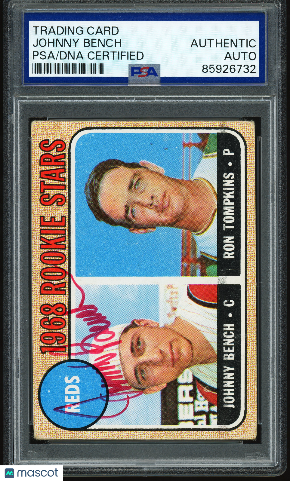 1972 Johnny Bench RC Rookie PSA Authentic Auto Autograph RED INK