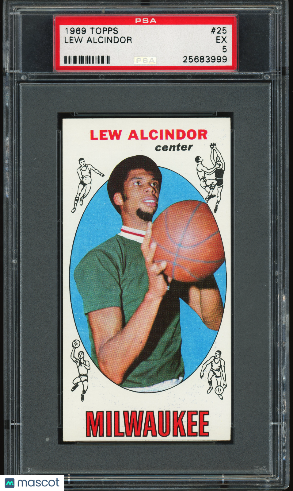1969 Topps #25 Lew Alcindor Kareem Abdul Jabbar RC Rookie PSA 5 EX