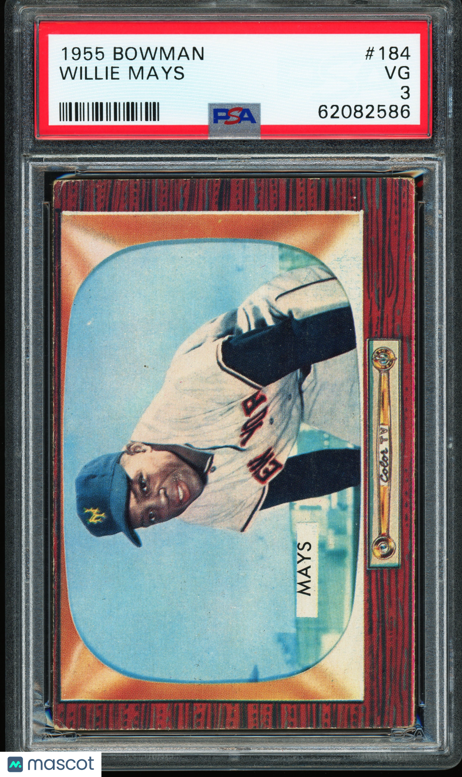1955 Bowman #184 Willie Mays PSA 3 VG Nice Color New Label
