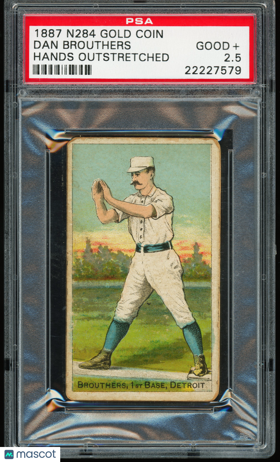 1887 N284 Gold Coin Dan Brouthers (Hands Outstretched) PSA 2.5 GD+ CREASE FREE