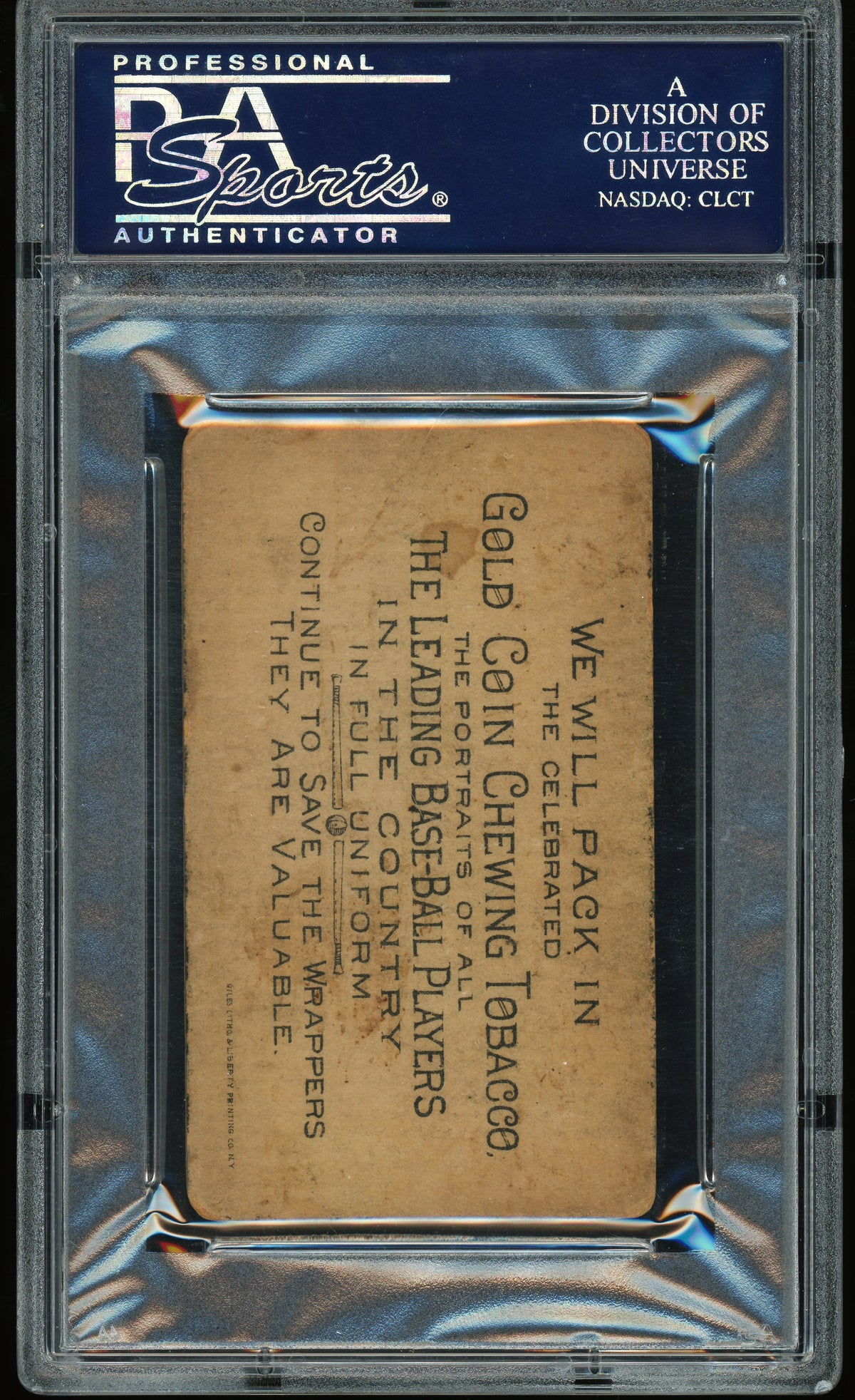 1887 N284 Gold Coin Dan Brouthers (Hands Outstretched) PSA 2.5 GD+ CREASE FREE