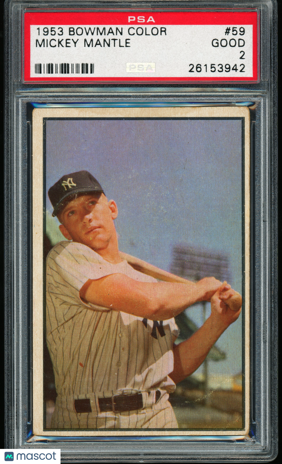 1953 Bowman Color #59 Mickey Mantle PSA 2 GD