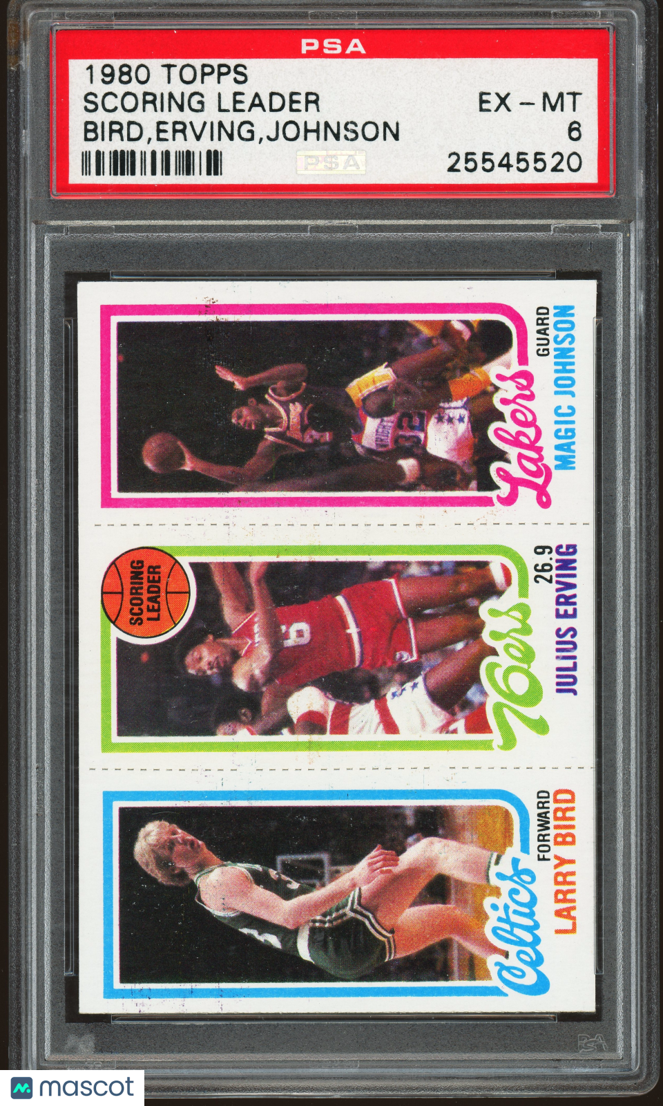 1980 Topps Dr J Erving Larry Bird Magic Johnson RC Rookie PSA 6 EX-MT