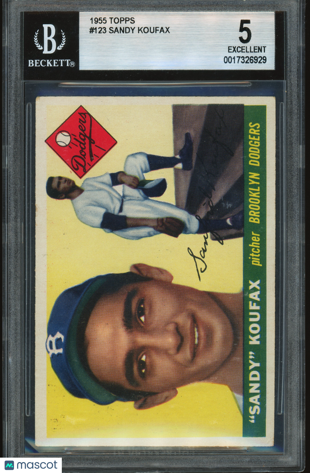 1955 Topps #123 Sandy Koufax RC Rookie BGS 5 EX Well Centered