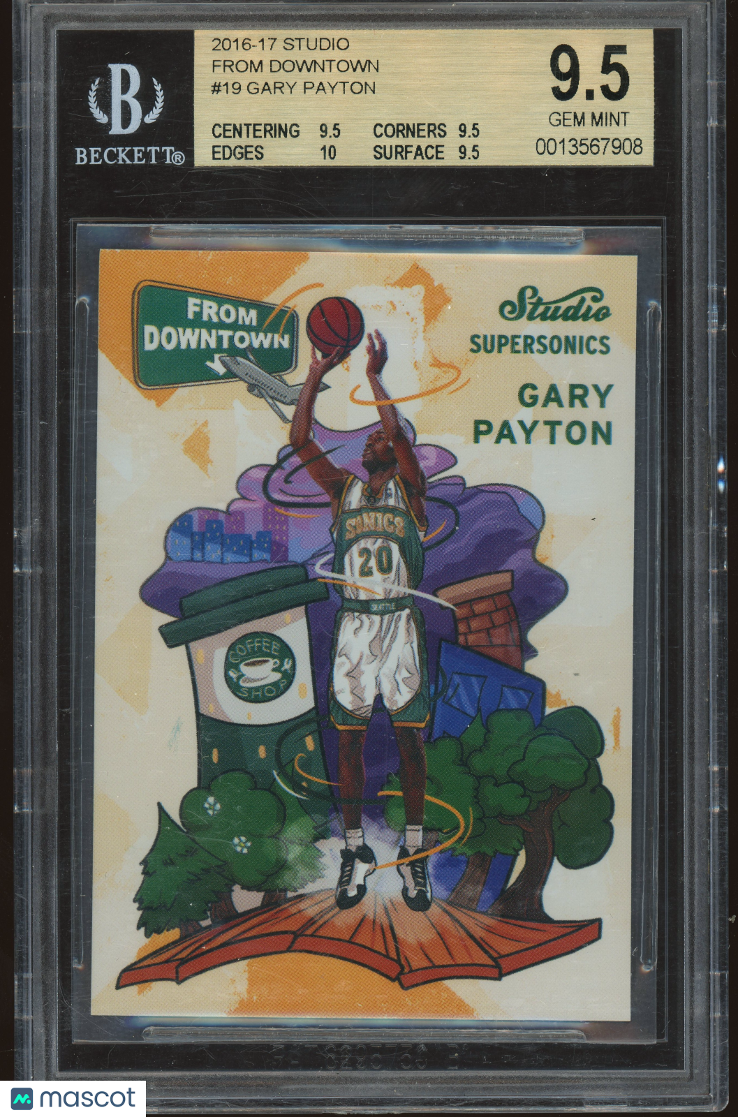 2017 Panini Studio #FD19 Gary Payton From Downtown BGS 9.5 GEM MINT
