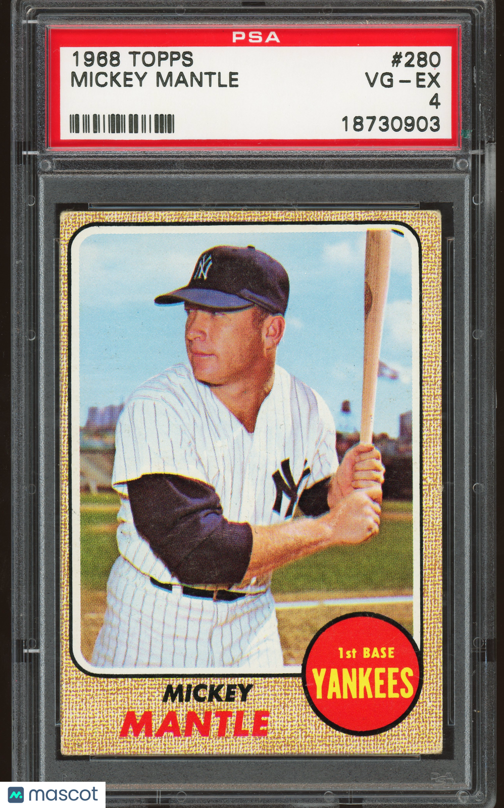 1968 Topps #280 Mickey Mantle PSA 4