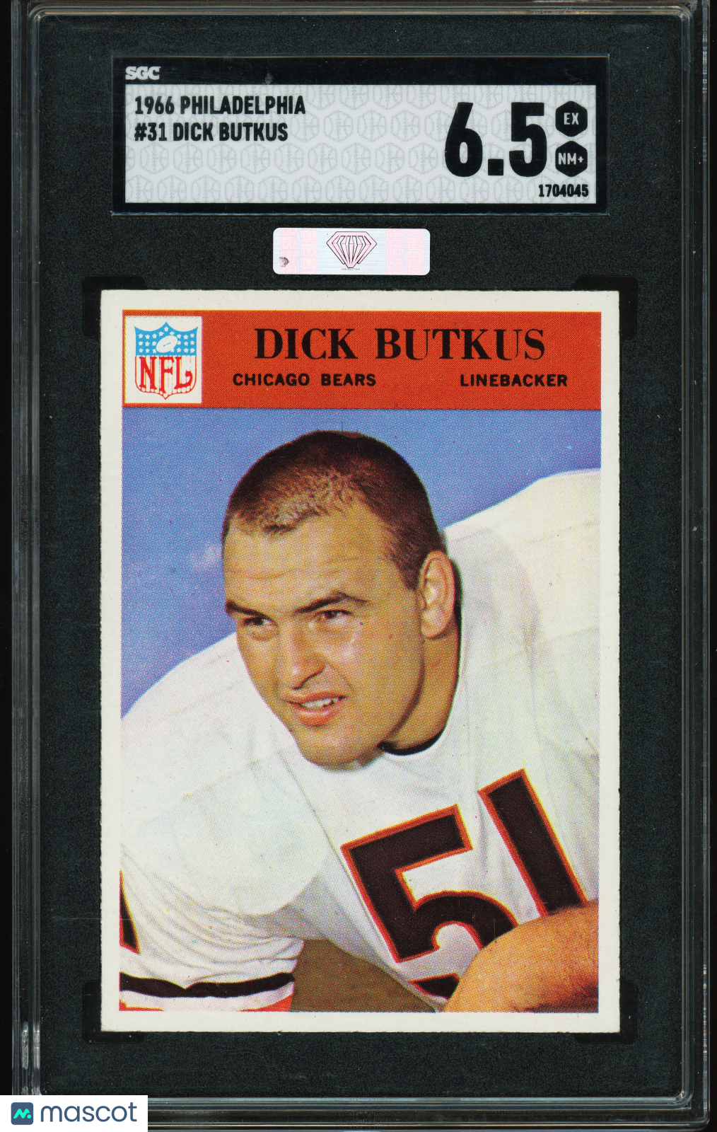 1966 Philadelphia #31 Dick Butkus RC SGC 6.5 MBA SILVER DIAMOND TOP EYE APPEAL