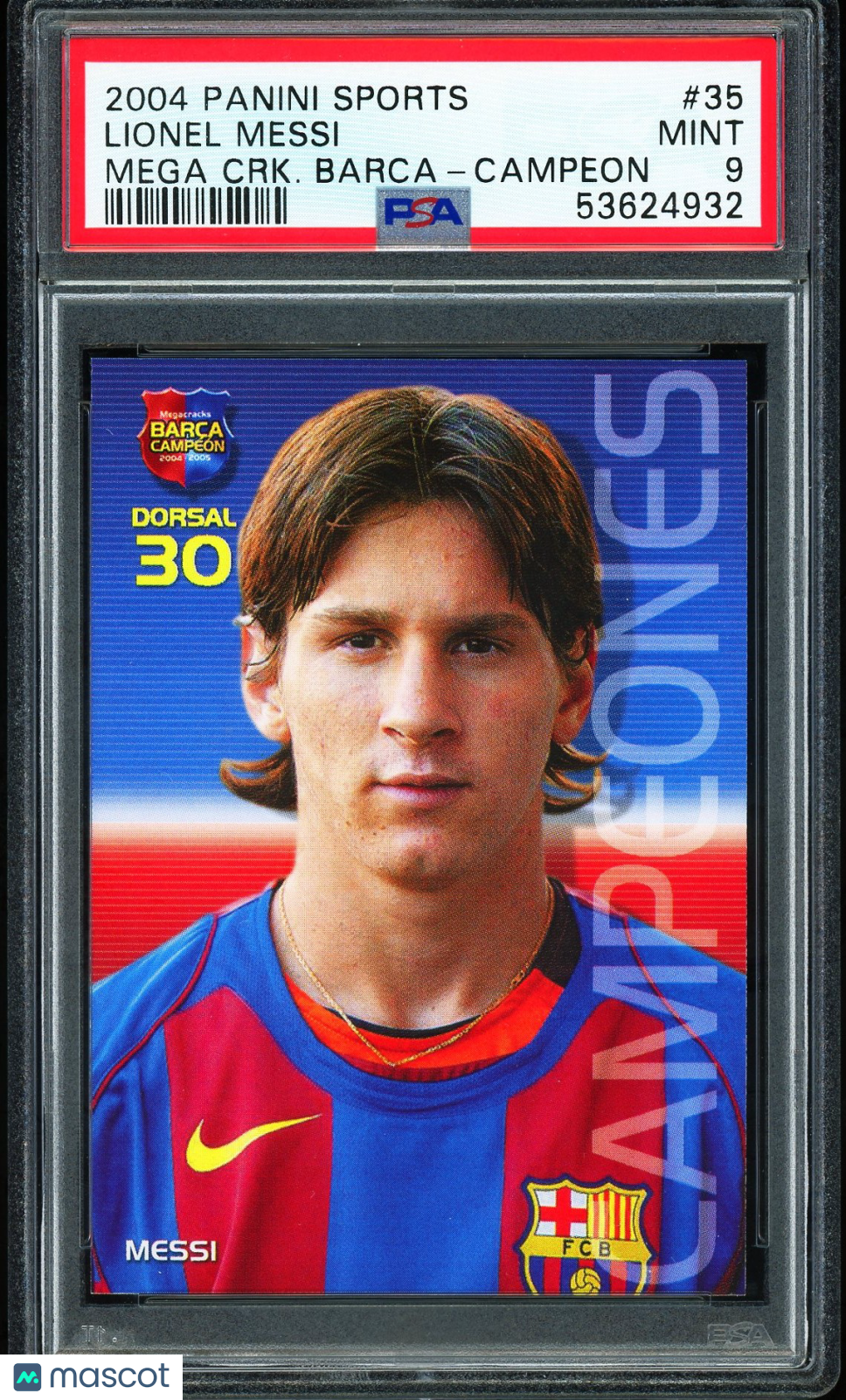 2004-05 Panini Sports Mega Cracks #35 Lionel Messi RC Rookie Campeon PSA 9 MINT