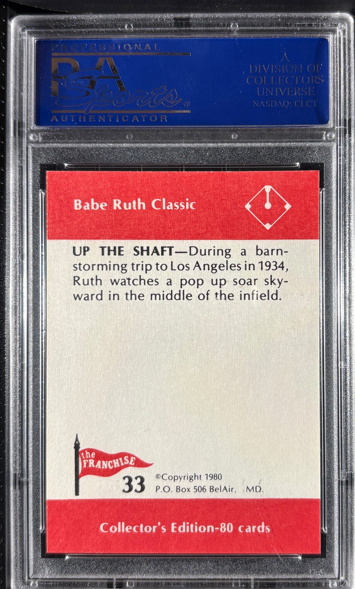 1980 Franchise Babe Ruth #33 Up the Shaft PSA 10 GEM MT