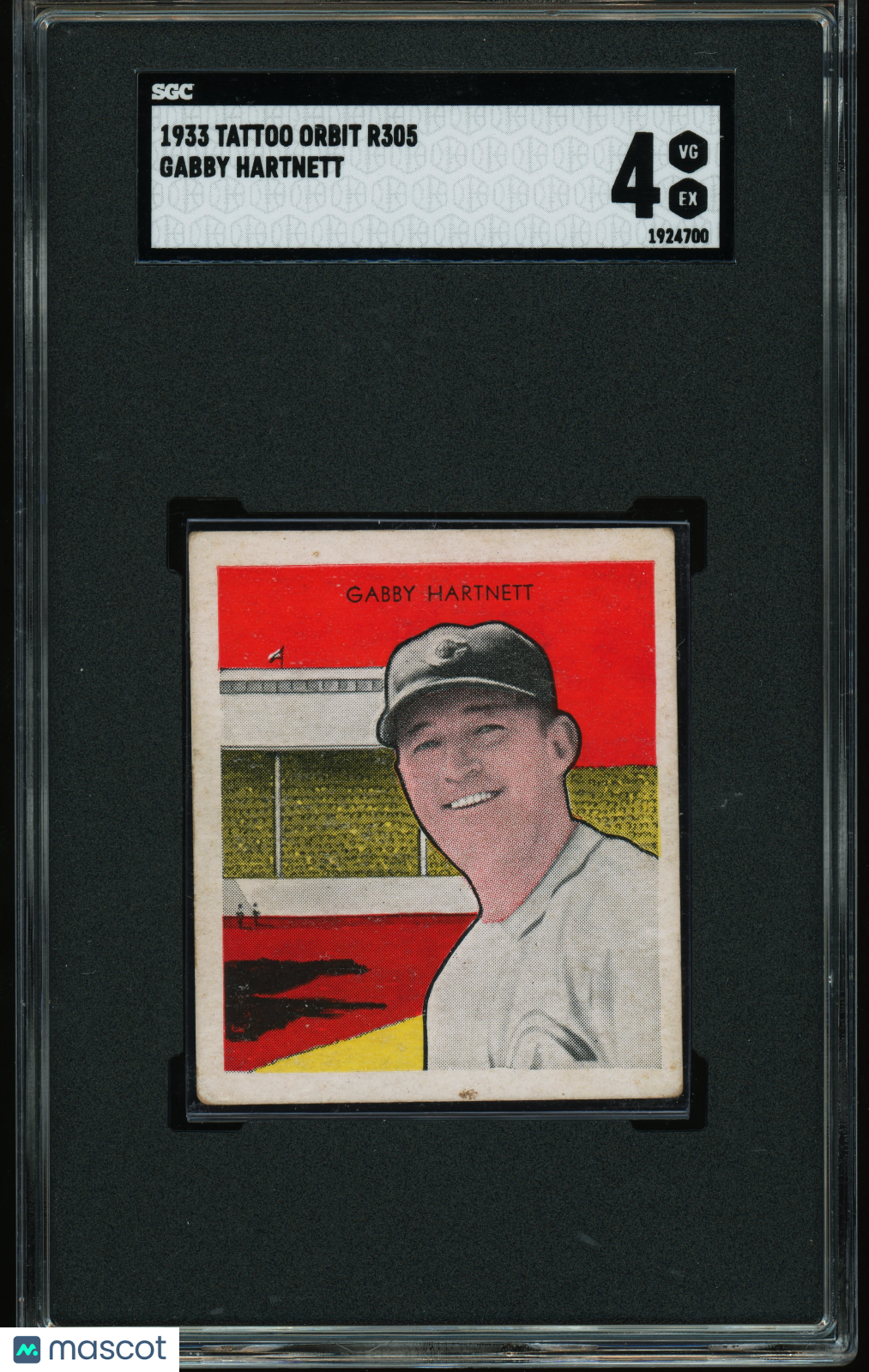 1933 Tattoo Orbit R305 (R305) Gabby Hartnett SGC 4 VG-EX Nice Color