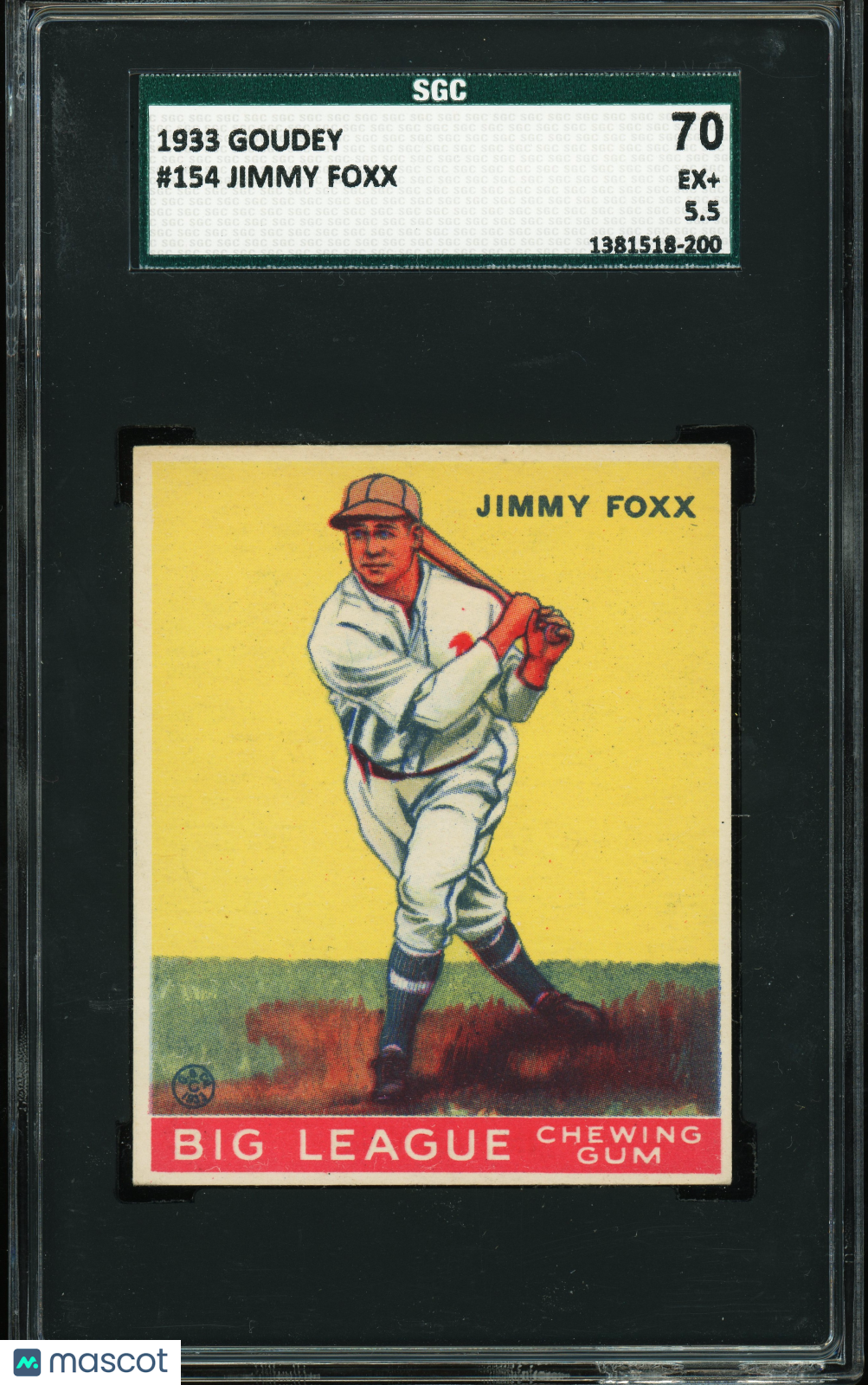 1933 Goudey #154 Jimmy Jimmie Foxx SGC 5.5 EX+
