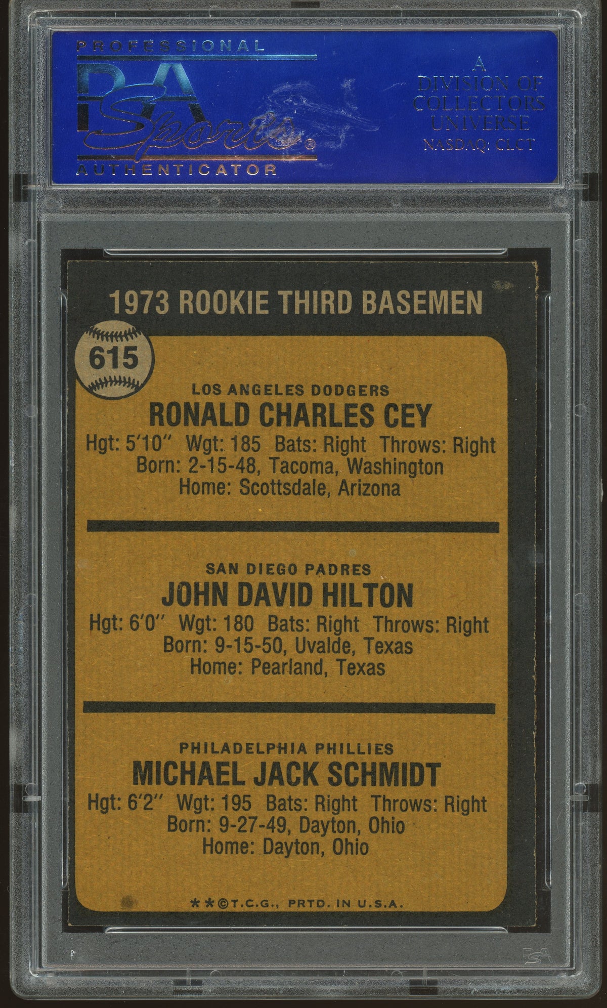 1973 Topps #615 Mike Schmidt RC Rookie PSA 8 NM-MT High Grade