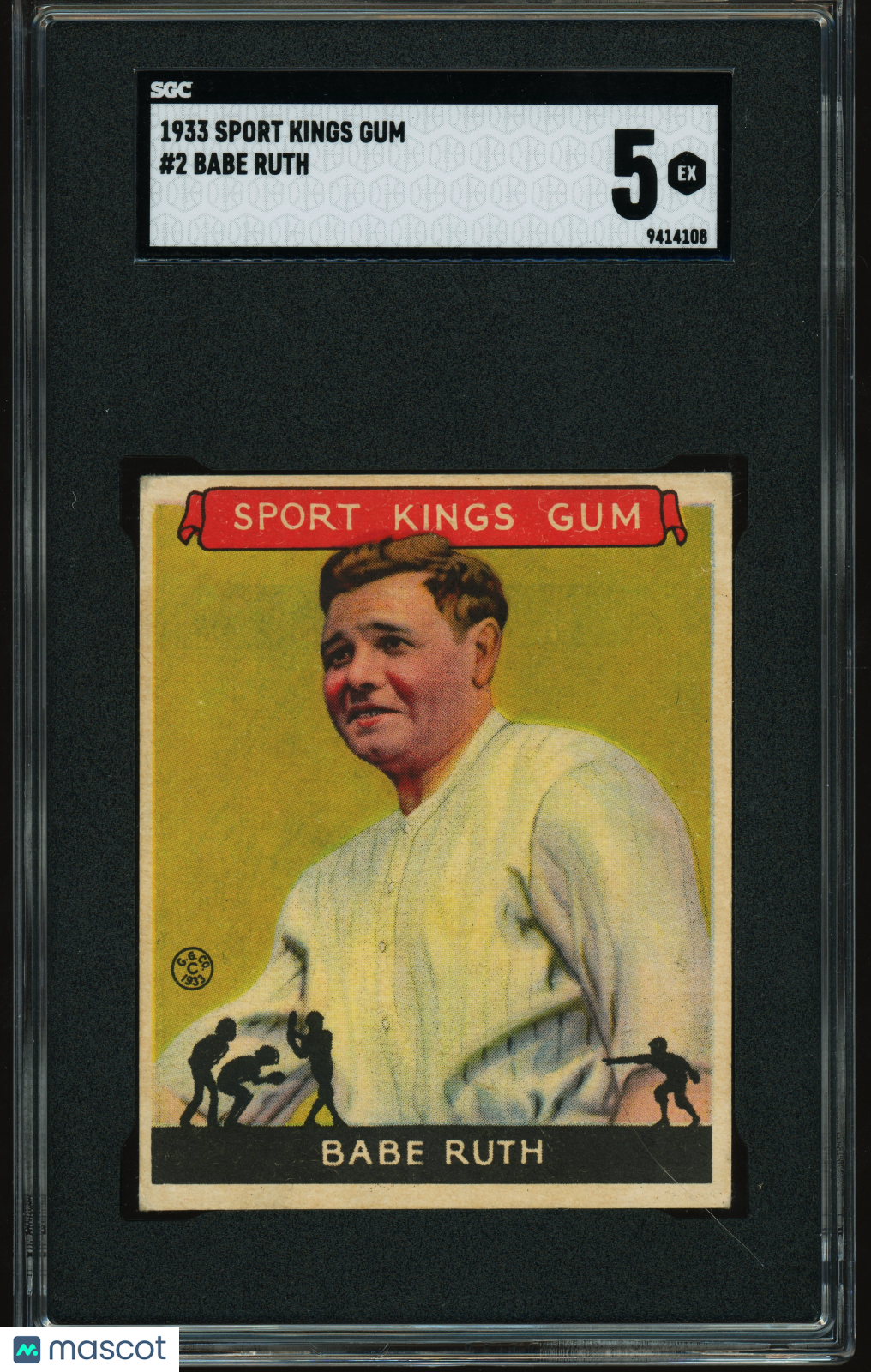 1933 Goudey Sport Kings Gum #2 Babe Ruth SGC 5 EX