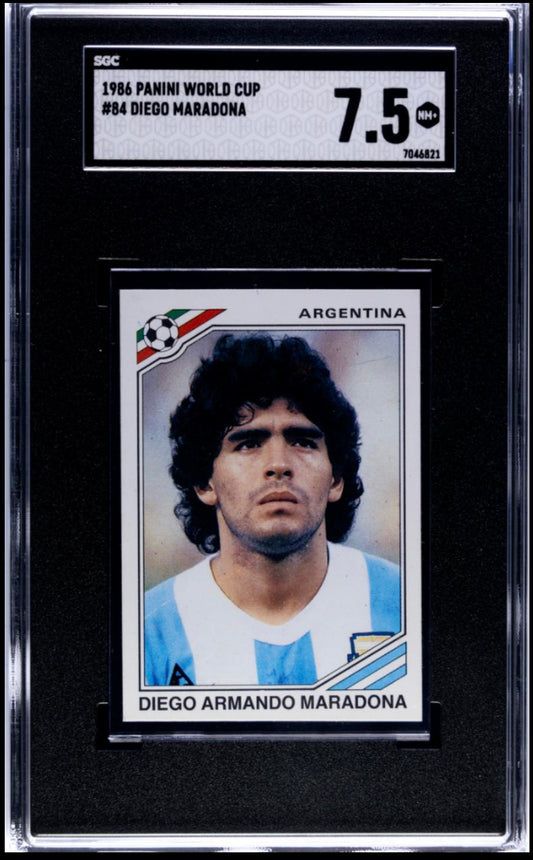 1986 Panini World Cup Stickers #84 Diego Maradona SGC 7.5. NM+ HIGHEST GRADED