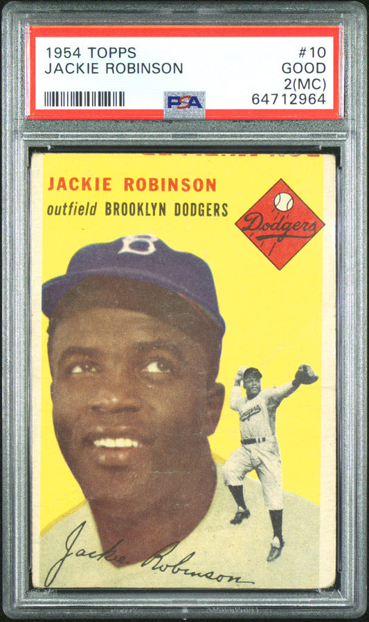 1954 Topps #10 Jackie Robinson PSA 2 mc New Label