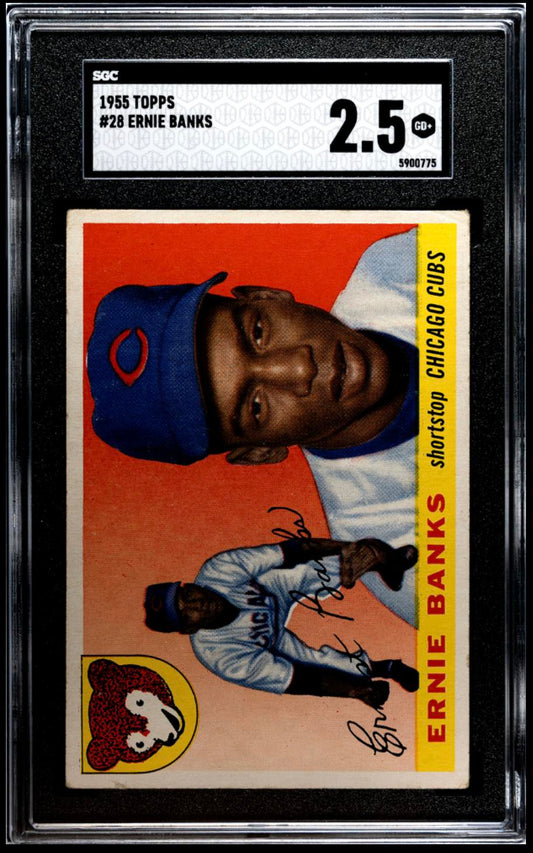 1955 Topps #28 Ernie Banks SGC 2.5 GD+ Well Centered