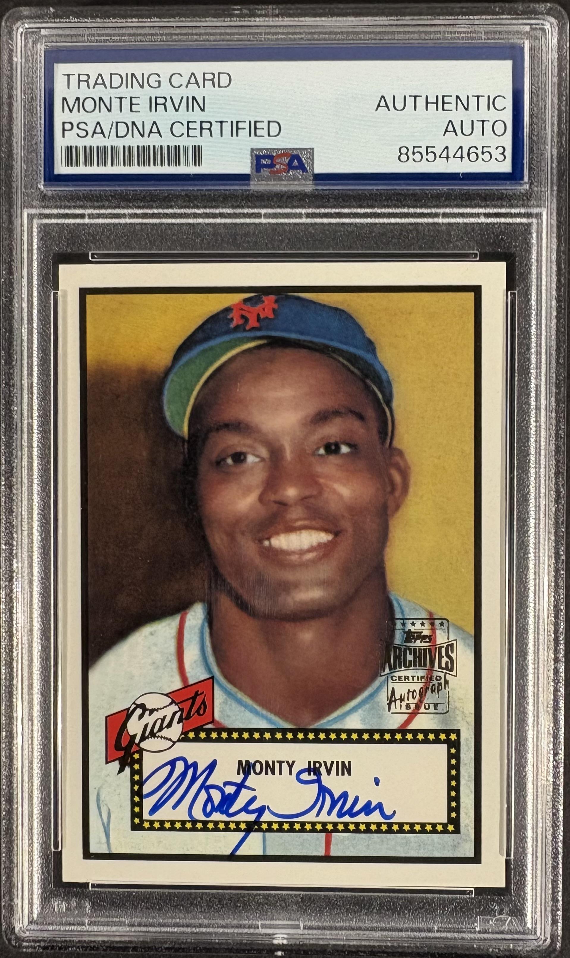 2001 Topps Archives 1952 Reprint Monte Irvin PSA Authentic AUTO Autograph