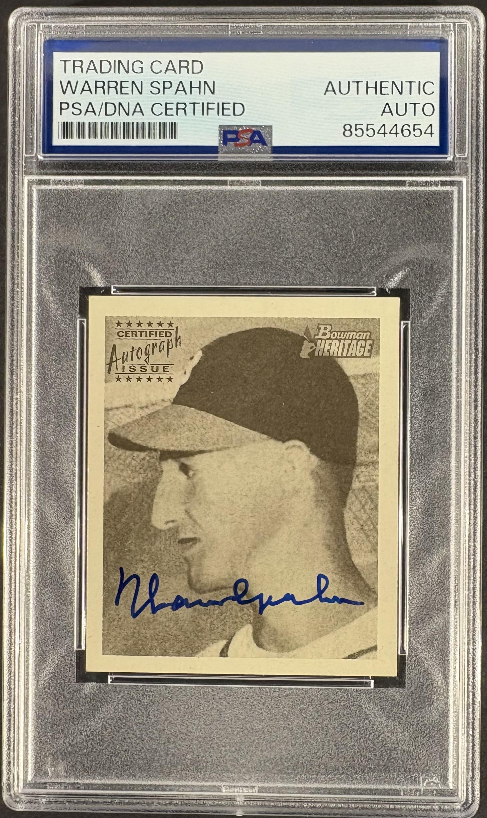 2001 Topps Heritage 1948 Bowman Reprint Warren Spahn PSA Auth AUTO Autograph