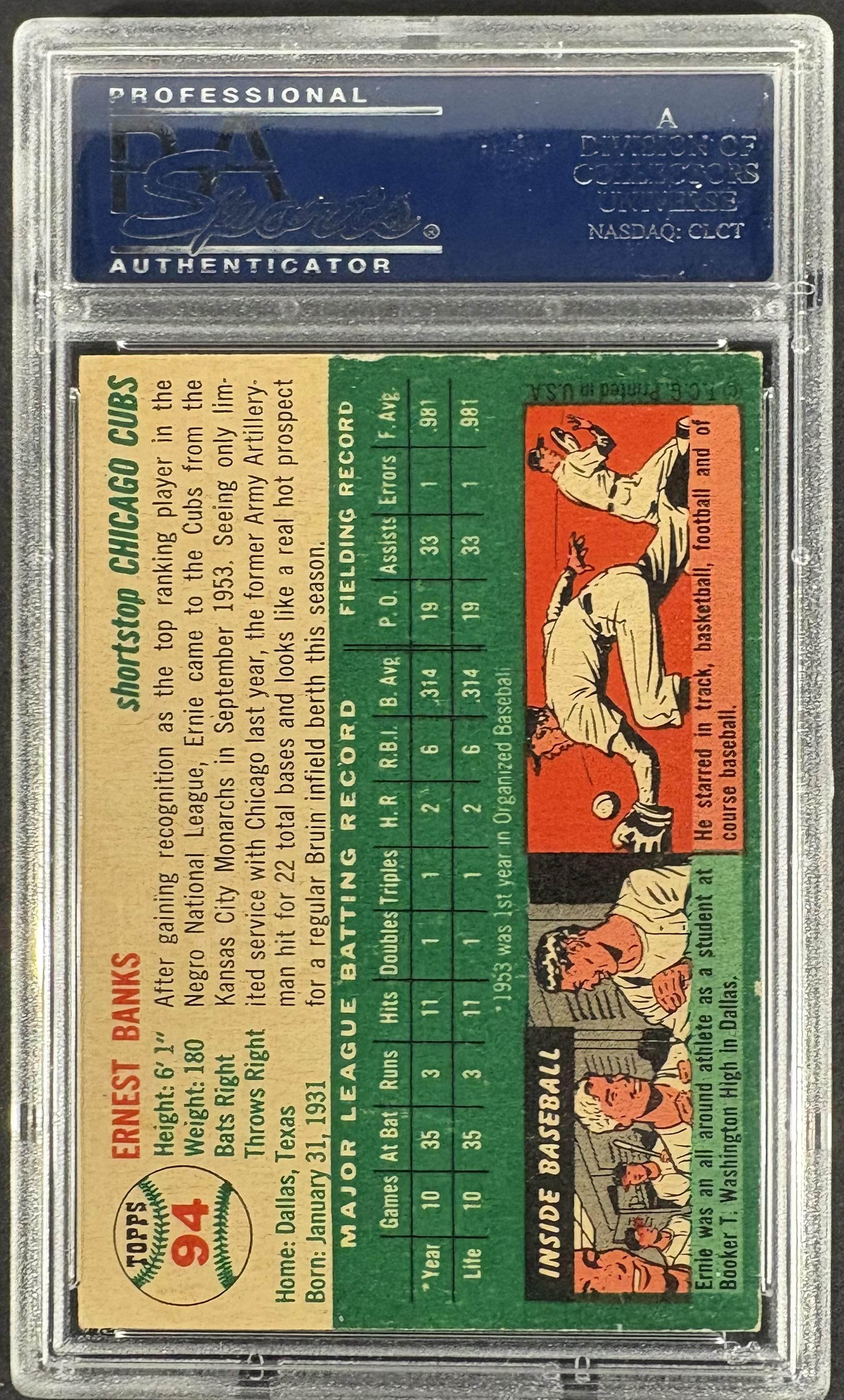 1954 Topps #94 Ernie Banks RC Rookie PSA 5 EX