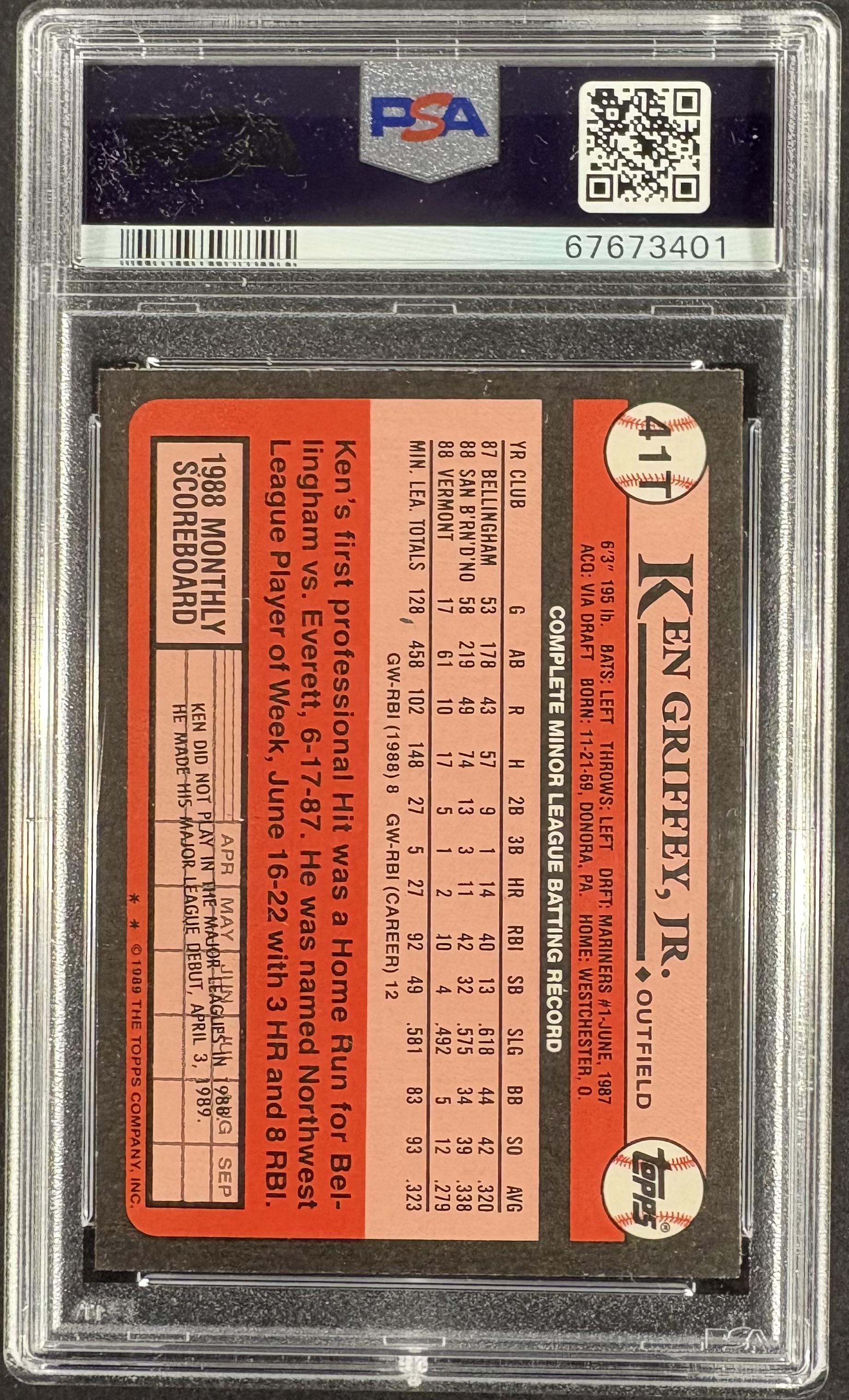 1989 Topps Traded #41T Ken Griffey, Jr. RC Rookie PSA 10 /10 AUTO Autograph