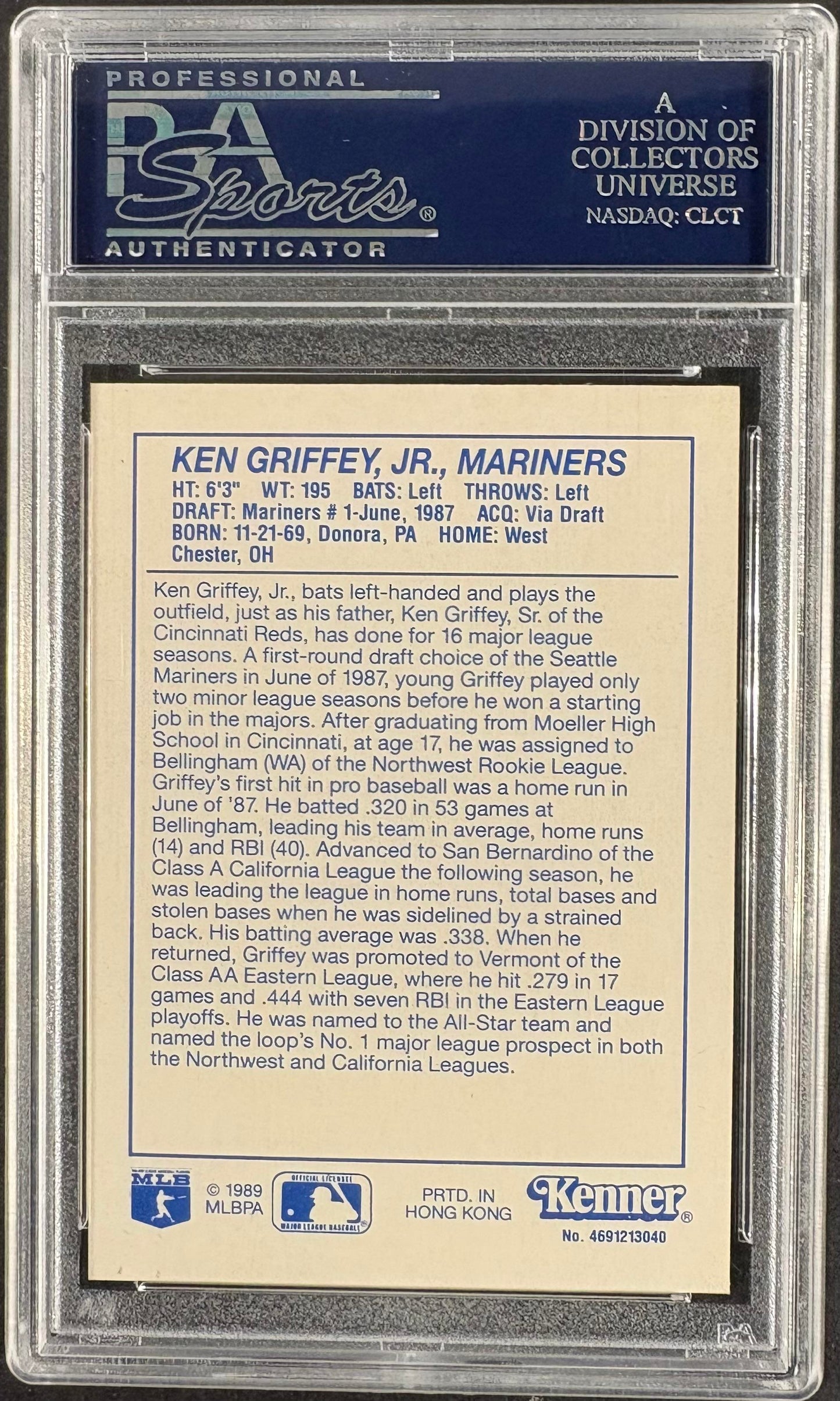 1990 Kenner Starting Lineup Cards Ken Griffey Jr. PSA 10 GEM MINT