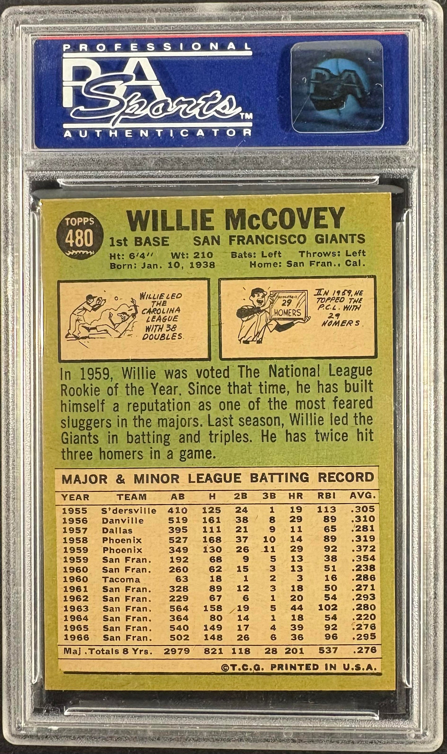 1967 Topps #480 Willie McCovey PSA 8 NM-MT