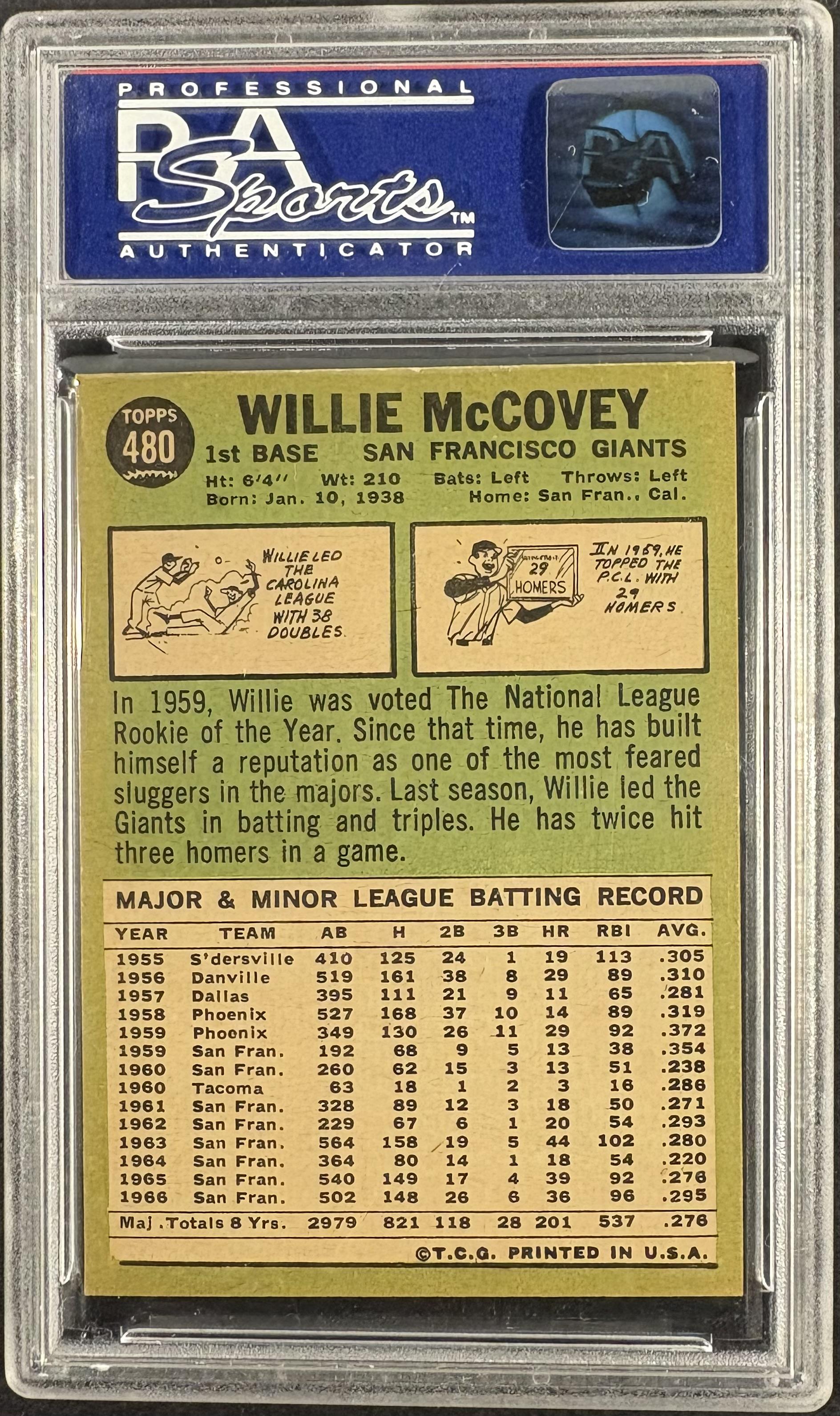 1967 Topps #480 Willie McCovey PSA 8 NM-MT